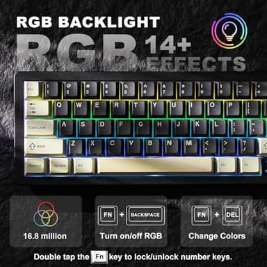 YUNZII AL66 Wireless Mechanical Keyboard,Full Aluminum CNC,65% Knob Control,Bluetooth/2.4G/Wired,Hot Swappable Pre-lubed Switches,Gasket Mounted RGB for Win/Mac(Milk Switch, Black) - Image 6