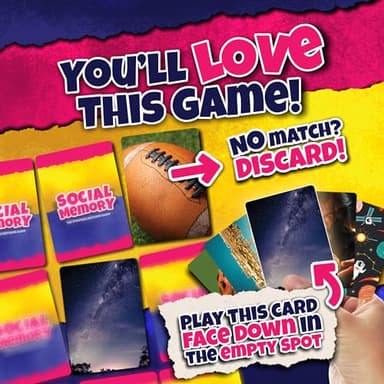 Social Memory - Strategic Twist On Classic Memory Game! Engaging Matching Cards for Families, Adults, Kids and Seniors. Perfect for Game Night, 2-5 Players, and Overall Family-Friendly Fun - Image 4