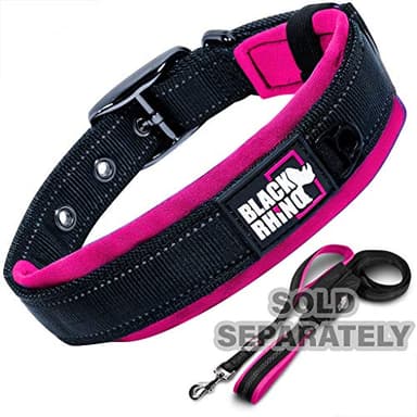 Black Rhino Dog Collars for Medium Dogs - Adjustable Reflective Heavy Duty Dog Collar with Ultra-Soft Neoprene Padding - Weatherproof, Durable, and Comfortable - Ideal for Active Dogs - Pink and Black - Image 7