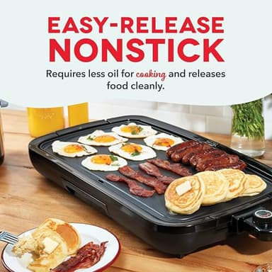 DASH Deluxe Everyday Electric Griddle with Dishwasher Safe Removable Nonstick Cooking Plate for Pancakes, Burgers, Eggs and more, Includes Drip Tray + Recipe Book, 20” x 10.5”, 1500-Watt - Grey - Image 8