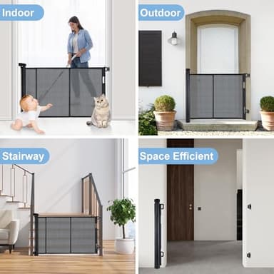 Colbabe 200″ Extra Wide Retractable Baby Gate – 41.5″ Tall Mesh Safety Gate for Oversized Openings, Living Rooms, Patios – Child & Pet Barrier for Indoor Outdoor Use, Black - Image 5