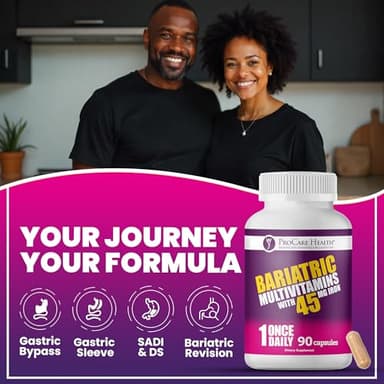 ProCare Health Bariatric Multivitamin 45mg Iron – Once Daily Capsule for Gastric Bypass, Sleeve & Post-Op Support – 90 Easy-to-Swallow Capsules, 3-Month Supply, No Artificial Colors, Gluten-Free - Image 4