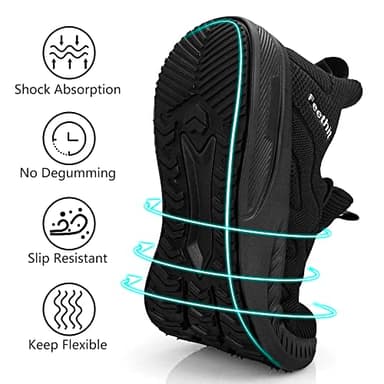 Feethit Mens Slip on Walking Shoes Fashion Lightweight Non Slip Running Sneakers Breathable Comfortable Sneakers for Gym Travel Work All Black 9 - Image 3