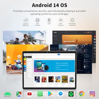 QDDQ Android Tablet with Keyboard, Android 14 Tablet, 12(6+6) GB+128GB, 1TB Expand, 2 in 1, Mouse, Stylus, 8000mAh Battery, 2.4G/5G WiFi, GPS, Certified, Black Case - Image 4