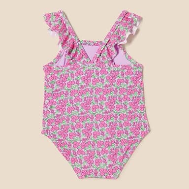 Amazon Essentials Baby Girls' Frill One-Piece Swimsuit, Lilac Hot Pink Posey Floral, 6-9 Months - Image 3