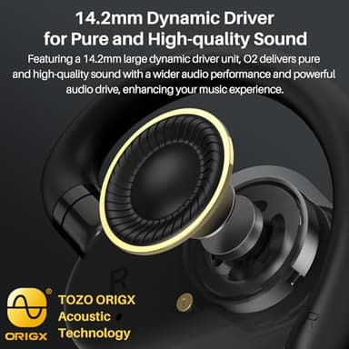 TOZO O2 True Open Ear Wireless Headphones Lightweight with Multi-Angle Adjustment, Bluetooth 5.3 Earbuds with Dual-Axis Design for Long-Lasting Comfort, Crystal-Clear Calls for Driving, Dark Black - Image 4