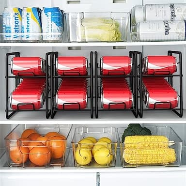 MOOACE 4 Pack Can Dispenser Rack, Stackable Can Storage Organizer Holder for Canned Food Kitchen Cabinet Pantry Countertop, Black - Image 7