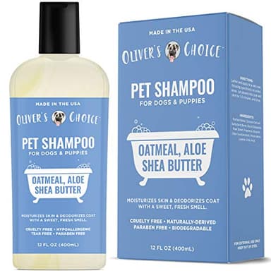 OLIVER'S CHOICE Dog Shampoo with Oatmeal, Aloe & Shea Butter – Deodorizing Puppy Shampoo for Smelly Dogs, Itchy Skin Relief, Paraben-Free, Biodegradable, Cruelty Free – 12 fl. oz - Image 1