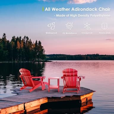 GREENVINES Folding-Adirondack-Chairs-Set-of-2 | HDPE Plastic | Fire Pit Chair | All Weather | Cup Holder | Red | for Deck Backyard Patio Outdoor Garden - Image 5