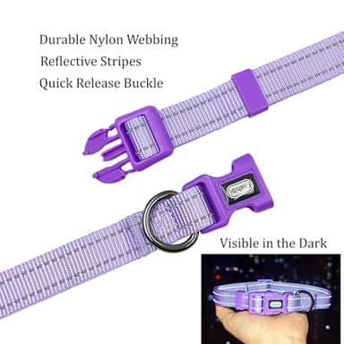 Olahibi Dog Collar Leash Set, Durable Nylon with Reflective Stripes, 5ft Matching Leash, for Small Dogs.(S, Purple) - Image 4