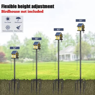 Gtongoko Smart Bird Feeder Pole 79 Inch Bluebird House Pole for Outdoors Weather Station Heavy Duty Metal Mounting Kit Adjustable Bird Feeder Stand Black - Image 3