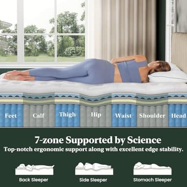 King Mattress, 14-Inch Luxury Hybrid Mattress, Fiberglass-Free Mattress in a Box with Gel-infused Memory Foam, Individual Pocket Spring for Motion Isolation-Edge Support,CertiPUR-US,10-Year Warranty - Image 3