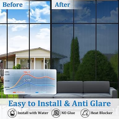 Coavas One Way Privacy Window Film,Reflective Home Glass Mirror Tint See Out Not in,Heat UV Blocking Static Cling for Office Front Door Daytime Privacy Covering, Blue-Silver,29.5x157.5 in - Image 3