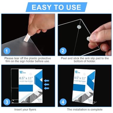 EHWINE 12 Pack Acrylic Sign Holder 8.5 x 11, L Shape Clear Plastic Display Stand, Slanted Back Picture Frame Menu Flyer Paper Display Stand up Table Top Sign Holders for Restaurant, Office and School - Image 3