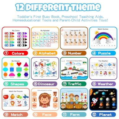 iHarPro Busy Book for Kids, Montessori Toys for Toddlers, Autism Sensory Educational Toys, Toddler Preschool Learning Activity Binder and Early Books - for Boys & Girls Develops Fine Motor Skills - Image 2