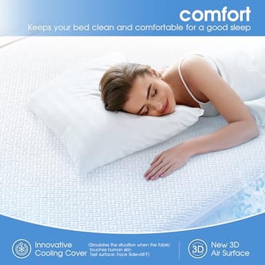 Cooling Waterproof Mattress Protector King Size, Mattress Cover 3D Air Fabric Mattress Pad Cover Smooth Soft Breathable Noiseless, 8''-21'' Deep Pocket - Image 3