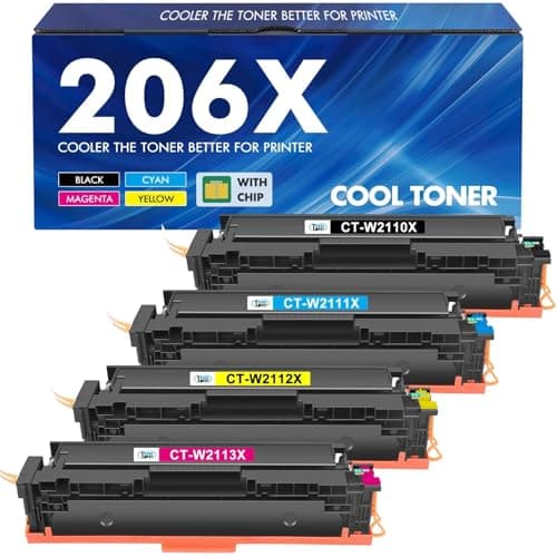 206X 206A Toner Cartridges 4 Pack High Yield M283fdw M255dw Set Compatible Replacement for HP 206X 206A Color Laserjet Pro MFP M283cdw M283 M255 Printer Ink (with Chip) (Black Cyan Yellow Magenta) - Image 1