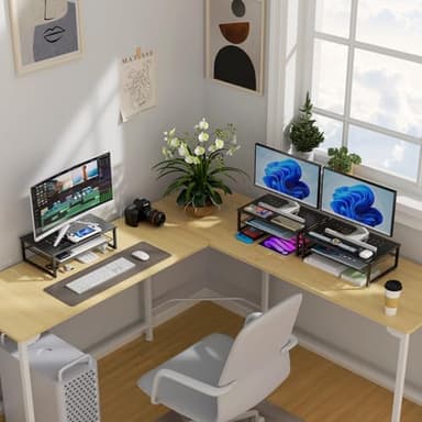 gianotter Desk Organizers and Accessories, 2-Tier Metal Monitor Stand Riser, Desk Organizer for Monitor, Office Desk Storage Organizer for Office Supplies (Black) - Image 7