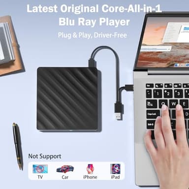 5 in 1 External Blu Ray Drive, Portable Blu Ray Player with USB 3.0 Type-C, CD DVD Burner 3D Blu Ray with SD/TF Port, Blu Ray Drive Compatible with Windows Laptop Desktop (Updated Version) - Image 7