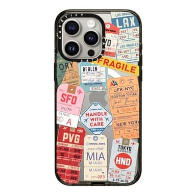 CASETiFY Impact iPhone 15 Pro Max Case [4X Military Grade Drop Tested / 8.2ft Drop Protection/Compatible with Magsafe] - Stickers Prints - AirTags - Clear Black - Image 1