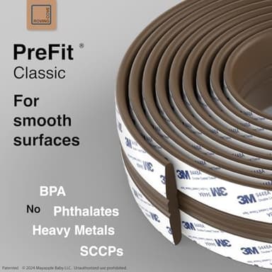 Roving Cove PreFit (Classic) Furniture Edge Corner Protector (Standard 15ft Edge 4 Corners), Baby Proofing Bumper Guards, Coffee Brown, Pre-Taped, for Straight Smooth Surfaces - Image 4