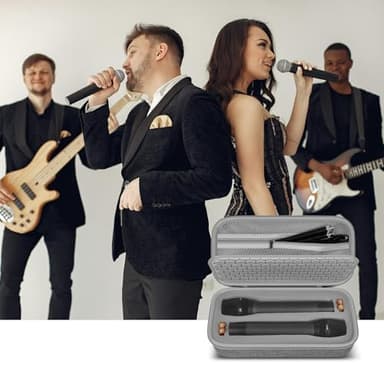 Wireless Microphone Case for JBL Wireless Two Microphone System for JBL Partybox DIY - Sized Mic Case Fits from 8.25-10.5In Handheld Dual Mic, Recivers, Audio Cable, Power Cord-Grey(Box Only) - Image 9