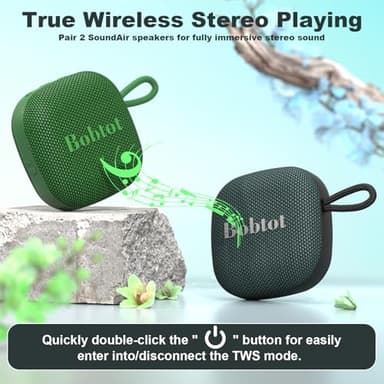 Bobtot Portable Wireless Bluetooth Speaker - IPX7 Waterproof Show Speakers with 16H Playing Time, Loud Stereo Sound, Built-in Mic, TWS, Small Size with Carry Lanyard, DarkBlue - Image 4