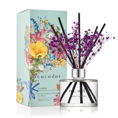 COCODOR Flower Reed Diffuser Set / 6.7oz / Garden Lavender/Scent Diffuser with Sticks Home Fragrance Oil Reed Diffuser for Bathroom Shelf Decor - Image 1