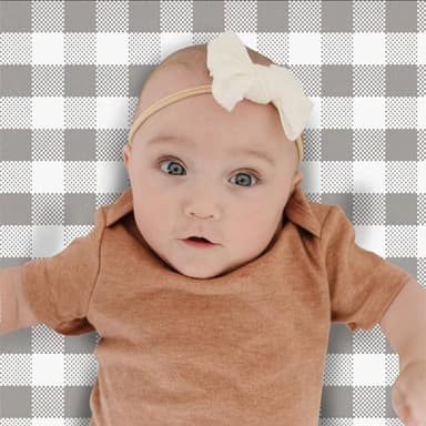 Gray and Cream Buffalo Check Deluxe Flannel Changing Pad Cover - Buffalo Check Print Cotton Flannel, Cream, Gray, Fully Elasticized, 6 in Deep Pockets, Fits Standard Changing Pad 16 in x 32 in - Image 2