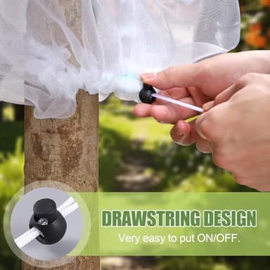 4PCS Bird Netting 6.6x8.2FT Tree Net Mesh Bag with Drawstring Garden Insect Netting Pest Barrier Blueberry Netting Plant Row Cover White Mosquito Net for Fruit/Flower/Vegetables - Image 3