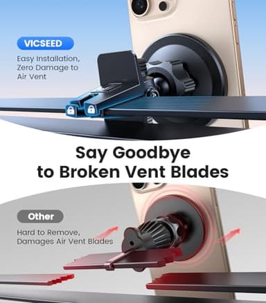 VICSEED for MagSafe Car Mount [Upgraded Strongest Magnet Power] Magnetic Phone Holder for Car Vent 360 Adjustable Magnetic Car Phone Holder Mount for iPhone 17 Pro Max 16 15 14 13 12 Plus Mini - Image 7