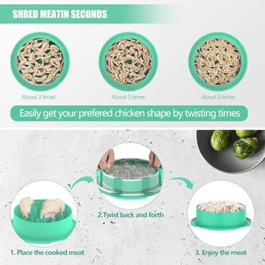 Chicken Shredder, 2025 Pro Chicken Breast Shredder Tool Twist Large, Visible Meat Shredder Machine with Widened Anti Slip Mat Fix, Suitable for Tocas, Buffalo Chicken Dip, Dishwasher Washable - Image 3