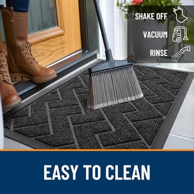 OLANLY Front Door Mat Indoor Outdoor Entrance, Waterproof All-Season, All-Weather Welcome Doormat, Sturdy Natural Rubber, Low Profile, Easy Clean Patio Porch Entryway Outside Floor Mat, 29.5x17, Black - Image 6