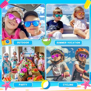 Loscola Kids Sunglasses Bulk, 16 Pack Kids Sunglasses Party Favors, Translucent Kids Sunglasses with Uv400 Protection for Boys Girls, Summer Beach Pool Party Favors for Kids 3-8 Goodie Bags Stuffers - Image 5