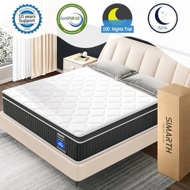 SIMARTH Queen Size Mattress 14 Inch, Upgrade Strengthen Queen Hybrid Mattresses in a Box, Memory Foam and Individually Pocketed Springs for Support and Pressure Relief, Medium Firm - Image 7