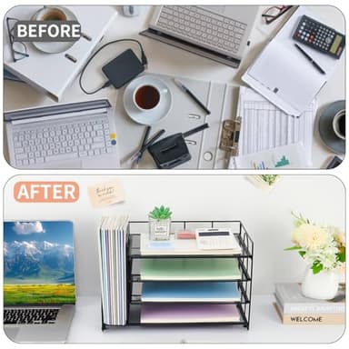 OPNCIE Desk Organizers and Accessories, 4-Tier Paper Letter Tray File Organizer, Office Desk Accessories, Desktop Organizer for Office Supplies, Black - Image 2