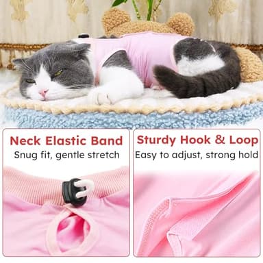 Hpetppy Cat Recovery Suit, Breathable Cat Surgery Recovery Suit Female, Cat Onesie for Cats After Surgery Spay Surgical Abdominal Wound Skin Diseases Cone of Shame Alternative (Pink,S) - Image 4
