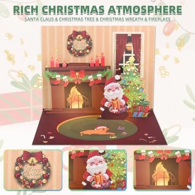XTF2015 Christmas Card 3D Pop Up Christmas Greeting Cards with Music, Lighting LED Greeting Gift Card Fireplace with Envelope for Women Men Kids Husband Wife Mom Dad Daughter - Image 8