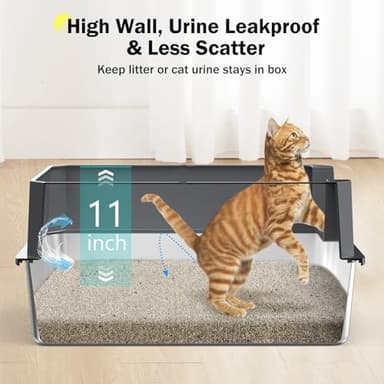 Stainless Steel Litter Box, Extra Large Litter Boxes for Big Cats, XLarge Metal Cat Litter Box with Lid, Anti-Urine Leakage XL Box with High Sides, Easy Clean, Non-Sticky, Scoop Included - Image 2