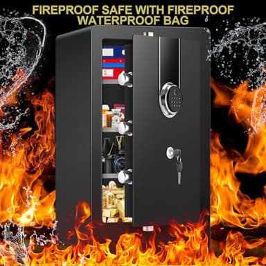 5.2 Cuft Biometric Fireproof Safe Box For Home, Heavy Duty Home Safe Fireproof Waterproof, Large Document Safes With Keypad, Anti-Theft Dual Alert, Mute Mode, Digital Security Safes For Jewelry Money - Image 4
