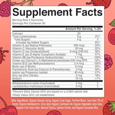 MaryRuth Organics Kids Vitamins | USDA Organic | Multivitamin Gummies + Postbiotics for Ages 4+ | Lactobacillus Rhamnosus | Vegan | Non-GMO | 60 Count - Image 2