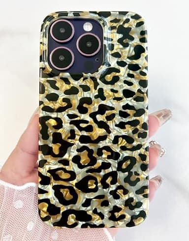 Qokey for iPhone 14 Pro Case, Classtic Glitter Sparkly Leopard Design,Cute Luxury Translucent Clear Soft Slim Shell TPU Protective Phone Cover for Women Girls,Gold Cheetah - Image 4