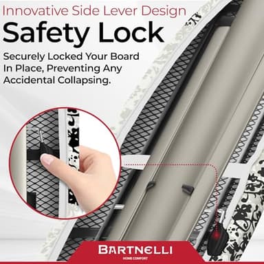 Bartnelli Pro Luxury Ironing Board - Extra Wide 62x19” Steam Iron Rest, Adjustable Height, T-Leg Foldable, European Made - Image 6