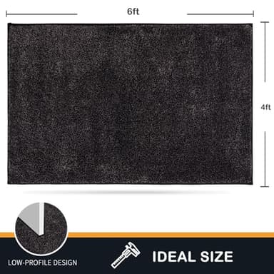 PURRUGS Easy Care Area Rug 4ft x 6ft, Non-Slip Machine Washable Entryway Rug, Dog Door Mat, Stain Resistant Accent Rug for Hallway, Living Room, Bedroom and Mudroom, Charcoal - Image 2