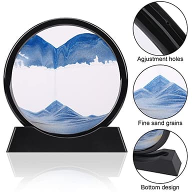 XINBAOHONG Moving Sand Art Picture,Liquid Motion 3D Deep Sea Sandscape in Motion Display Flowing Sand Frame Relaxing Desktop Home Office Work Decor（10 inch） (Blue) - Image 2