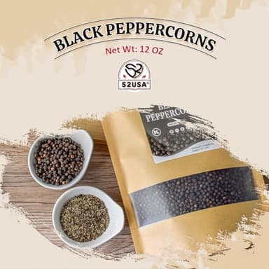 52USA Black Peppercorns, 12oz (Pack of 1), Peppercorns for Grinder Refill, Gluten-Free, Kosher, Whole Peppercorns, All Natural Black Pepper - Image 3