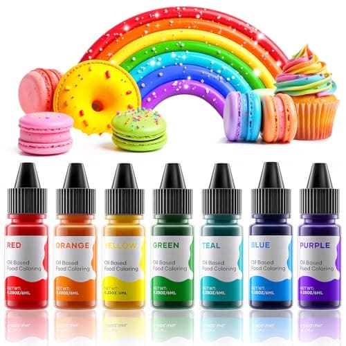 Oil Based Food Coloring for Chocolate Rainbow Oil Edible Food Dye Set for Halloween Baking Royal Icing Cookie Supplies Gluten Free 7x6ml Food Grade Food Color Kit, 0.25 Fl. Oz/Bottles - Image 1