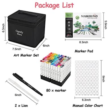 Ogeely Alcohol Markers, 82 Color Dual Tip Art Marker for Kids Adults, Permanent Sketch Markers for Artists, with Organizing Case, Black Liner and Pad, for Illustration Designing Drawing - Image 6