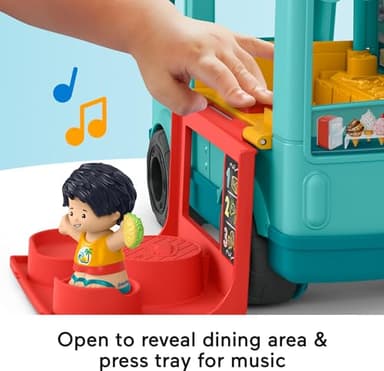 Fisher-Price Little People Musical Toddler Toy Serve It Up Food Truck Vehicle with 2 Figures for Pretend Play Kids Ages 1+ Years​ - Image 3