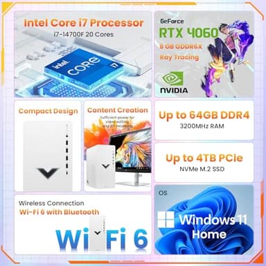 HP Victus 15L i7 RTX 4060 Premium Gaming Desktop, Intel i7-14700F, GeForce RTX 4060, 3D modeling, 64GB RAM, 2TB SSD, Wi-Fi 6, Displayport, Type-C, Windows 11 Home, Bundle with ADATA 512GB External SSD - Image 2